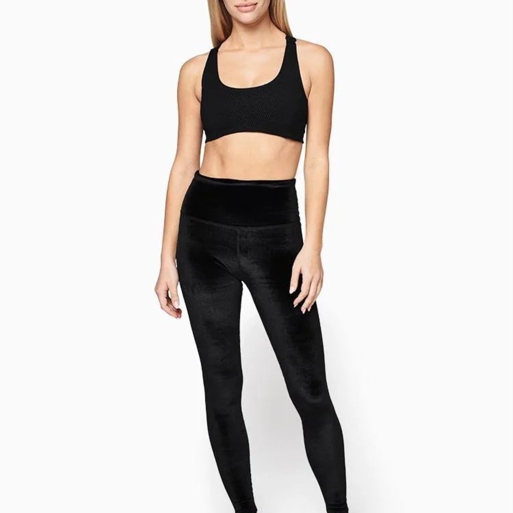 Beyond yoga black velvet leggings